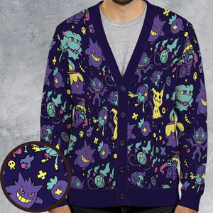 Gengar Ghost Pokemon Pattern Cardigan