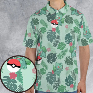Bulbasaur Pokemon Pattern AOP Men/Women Polo Shirt