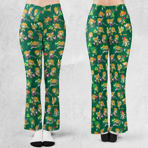 Cute Link Posing The Legend Of Zelda Flare Leggings