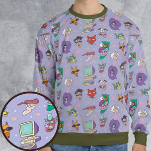 Courage the Cowardly Dog Characters Pattern All-over Print Sweatshirt