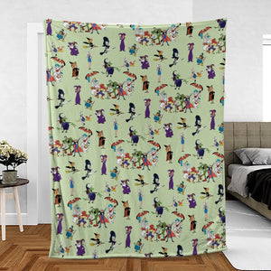 70s Witches Cartoon Characters Fleece Blanket