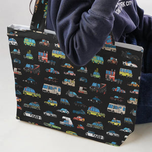 Movie Cars Pattern Large Tote Bag