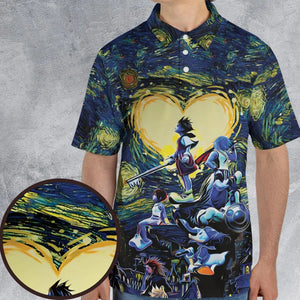 Kingdom Hearts Starry Night AOP Men/Women Polo Shirt