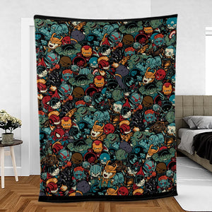 Marvelous Chibi Characters Pattern Fleece Blanket