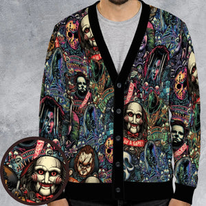 Horror Movie Characters Pattern Cardigan