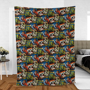 The Horror The Fright Dracula Frankenstein The Wolfman Monster Universal Pattern Fleece Blanket