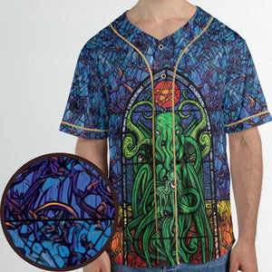 Stained Glass Cthulhu H.P Lovecraft Unisex Baseball Jersey