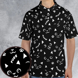 Black Cats Pattern AOP Men/Women Polo Shirt