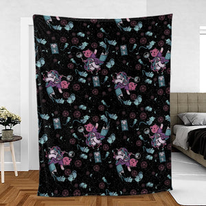 Necromancer Cat Pattern Fleece Blanket