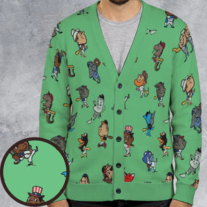 Baseball Mascot Pattern Cardigan