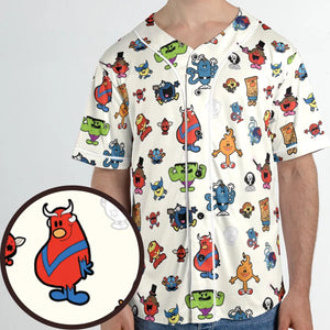 Marvel Characters And Mr Men Pattern Unisex Baseball Jersey