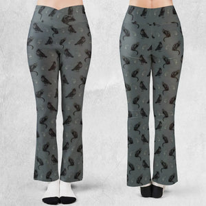 Cat and Raven Edgar Allan Poe Pattern Flare Leggings