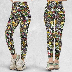 Super Mario Characters All In One Pattern Legging