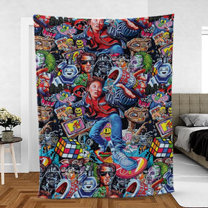 Back To The 80s Pop Culture 80s Movies Characters Fleece Blanket