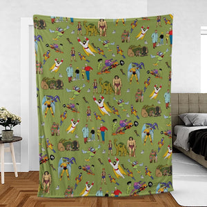 60s Vintage Characters Fleece Blanket