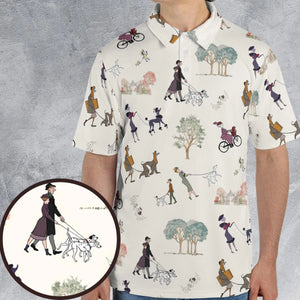 Dog Walking Look Alikes 101 Dalmations AOP Men/Women Polo Shirt