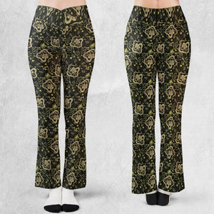 Facehugger Flower Pattern Alien Flare Leggings