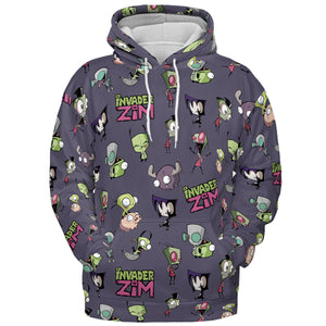 Invader Zim Pattern All-over Print Hoodie