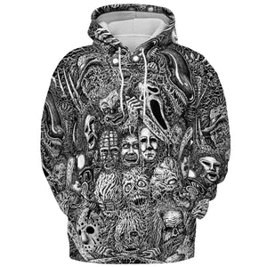 Horror Movie Assemblage Ghostface Xenomorph Pinhead Freddy Michael Myers All-over Print Hoodie