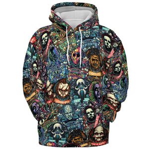 Horror Movie Characters Pattern All-over Print Hoodie