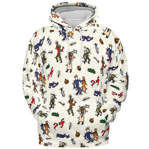 Horror Movie Pop Characters Pattern All-over Print Hoodie