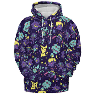 Gengar Ghost Pokemon Pattern All-over Print Hoodie