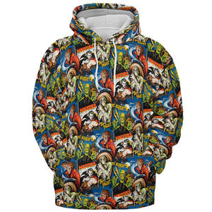 The Horror The Fright Dracula Frankenstein The Wolfman Monster Universal Pattern All-over Print Hoodie