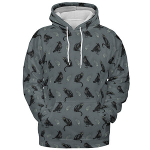 Cat and Raven Edgar Allan Poe Pattern All-over Print Hoodie
