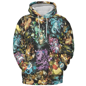 Eevee Evolution in the Galaxy All-over Print Hoodie