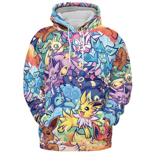 Evolutionary line of Eevee Pokemon All-over Print Hoodie