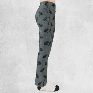 Cat and Raven Edgar Allan Poe Pattern Flare Leggings