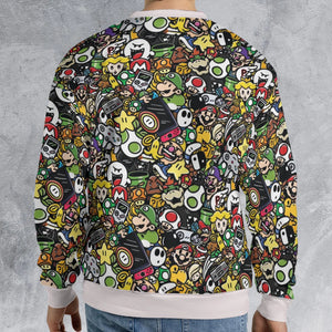 Super Mario Characters All In One Pattern All-over Print Sweatshirt