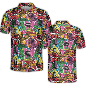 Monsters Pop Collage Universal Monsters AOP Men/Women Polo Shirt