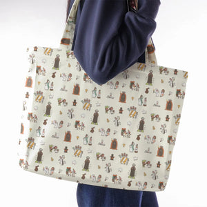 The Holy Grail Pattern Monty Python Button Down Large Tote Bag
