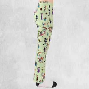 70s Witches Cartoon Characters Flare Leggings