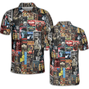Classic Horror Movie Posters Monster Universal Scream Ghostface The Thing AOP Men/Women Polo Shirt