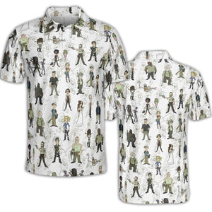 The Walking Dead Characters as Cartoons AOP Men/Women Polo Shirt