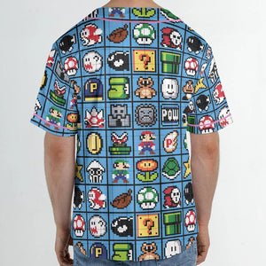 Mario Pixel Super Mario Pattern Unisex Baseball Jersey