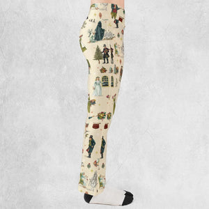 A Christmas Carol Characters Pattern Flare Leggings