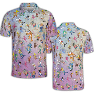 80s 90s Commercial Cereal Mascots AOP Men/Women Polo Shirt