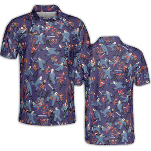 The Battle Freddy vs Jason Nightmare on Elm Street Friday the 13th AOP Men/Women Polo Shirt