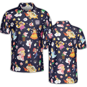 Mushroom Kingdom Super Mario AOP Men/Women Polo Shirt