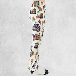 80s Famous Cartoon Characters Pattern Flare Leggings