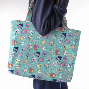 Adventure Time Floral Pattern Large Tote Bag