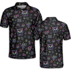 Neon Gastly Haunter Gengar Pokemon AOP Men/Women Polo Shirt
