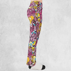 Homer Simpson In Flower Bush The Simpsons Flare Leggings