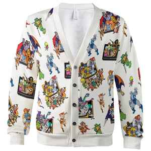 80s Famous Cartoon Characters Pattern Cardigan