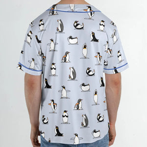 Penguin Yoga Pattern Unisex Baseball Jersey