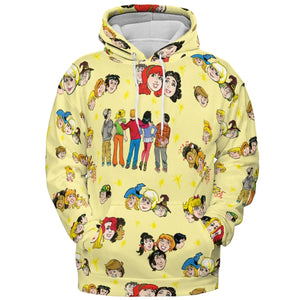 Nostalgic Cartoons in Archie Style All-over Print Hoodie