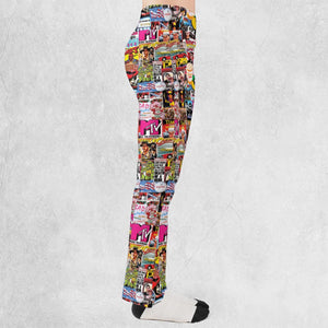 I heart 80s Collage Mr. T Back To the Future Pac-man Flare Leggings